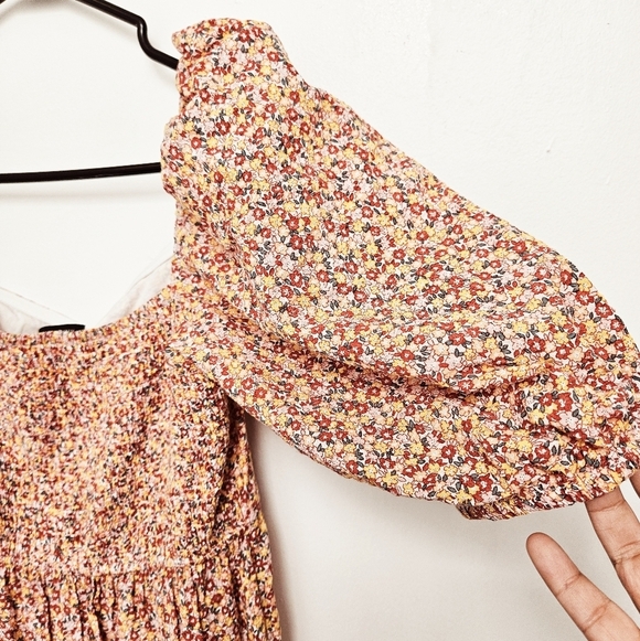 Mink Pink Sz M Morwell Smocked Bishops Sleeve Floral Midi Flowy Summer Dress - Picture 5 of 12